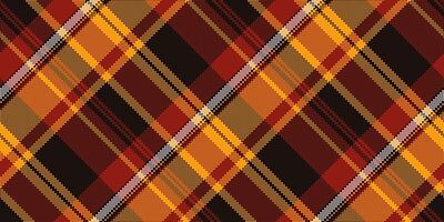 Worn pattern tartan textile, 1950s background check fabric. Daisy texture seamless plaid in black and red colors. vector