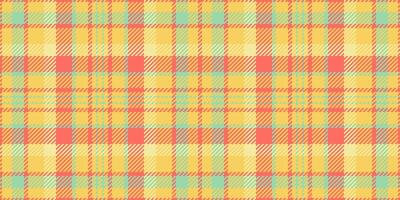 Fluffy fabric check texture, duvet textile plaid. Editable tartan seamless background pattern in amber and red colors. vector