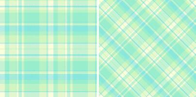 Pair of pastel plaid patterns. Soft mint green and pale yellow create a calming, versatile design perfect for textile prints, backgrounds, or website design. vector