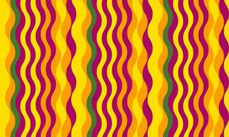 Vibrant wavy stripes in bold yellow, orange, purple, and green create a dynamic, retroinspired pattern perfect for website backgrounds, textile prints, or playful branding. vector