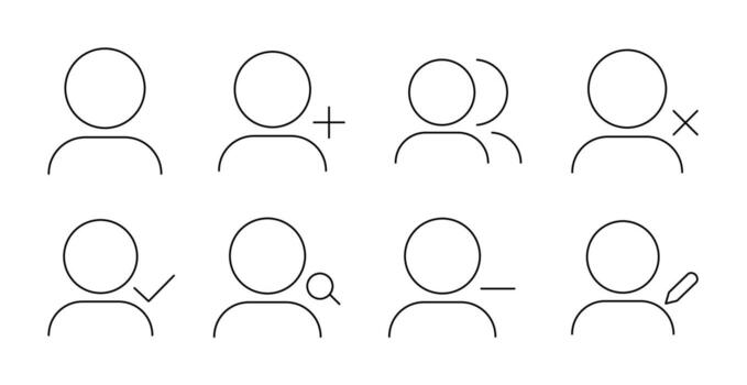 User outline icons on white background vector