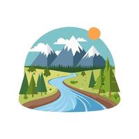 Illustration Mountain stream vector