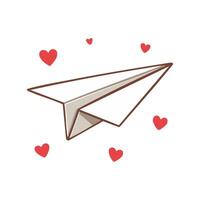 Paper plane with heart wings vector