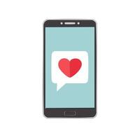 phone with heart message vector