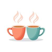 Two cups with steam vector