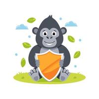 Gorilla with Shield vector