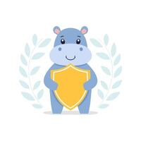 Hippopotamus with Shield vector