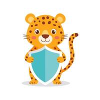 Cute Leopard with Shield vector