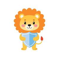 Cute Lion with Shield vector