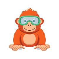 Cute Orangutan with Goggles vector