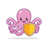 Cute Octopus with Shield vector