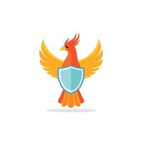 Cute Phoenix with Shield vector