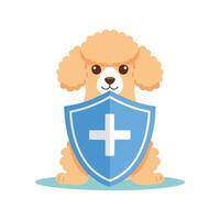 Cute Poodle with Shield vector