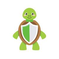 Cute Sea Turtle with Shield vector