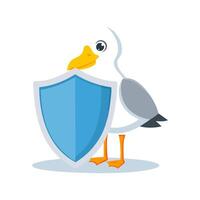 Cute Seagull with Shield vector