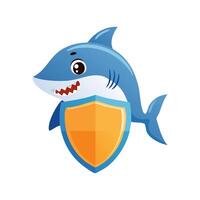 Cute Shark with Shield vector