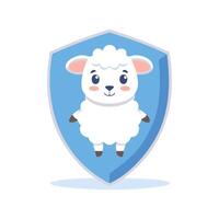Cute Sheep with Shield vector