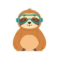 Cute Sloth with Goggles vector