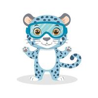 Cute Snow Leopard with Goggles vector