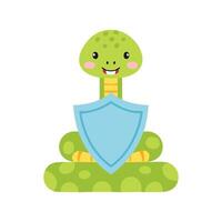 Cute Snake with Shield vector