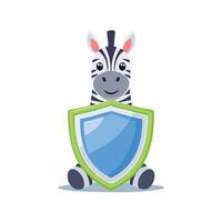 Cute Zebra with Shield vector