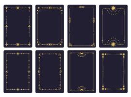 Tarot card frame. Geometric ornamental linear border with mystic astrological luxury elements, mystic esoteric design, astrology celestial luxury concept. framing set vector