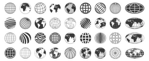 World globe icon. Abstract wireframe geometric planet earth logo, linear global worldwide network symbol, modern round web sign. globe collection vector