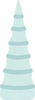 Cartoon illustration of a light blue elongated seashell with rings standing on a solid white background, perfect for nature and ocean related projects vector