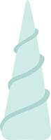 Simple illustration of a light green twisted unicorn horn standing on a white background, representing magic, fantasy, and fairytale concepts vector
