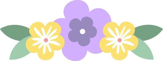 Featuring a charming border adorned with purple and yellow flowers alongside lush green leaves, creating an elegant touch of nature and whimsy perfect for various designs vector