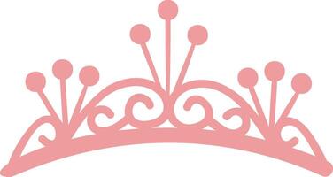 Pink tiara representing royalty, elegance, and femininity, featuring delicate swirls and round decorations, creating a majestic and charming accessory fit for a princess vector