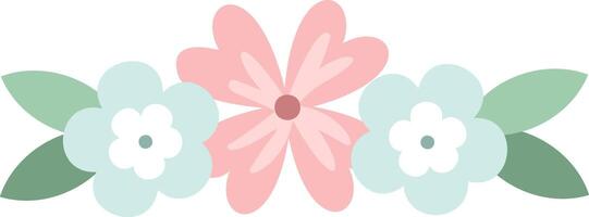 This minimalist and pretty floral border features pink and light blue flowers with green leaves, creating a cheerful and decorative element for various design projects vector