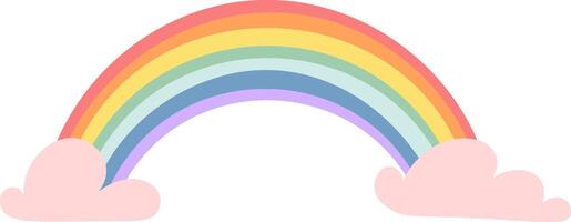 Colorful rainbow arching gracefully over soft pink clouds inspires feelings of hope, optimism, and joy, symbolizing positivity and the promise of new beginnings vector