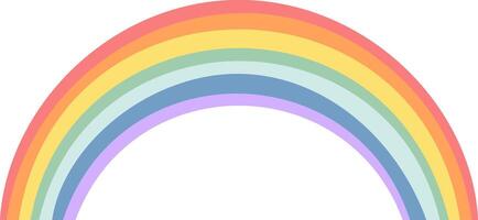 Colorful rainbow arching over a white background, featuring soft pastel colors creating a cheerful and vibrant atmosphere, perfect for designs related to hope, joy, and LGBTQ plus pride vector