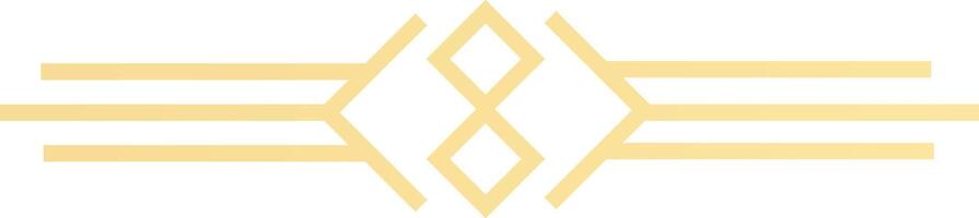 Golden geometric logo featuring three horizontal lines and rhombuses, creating an elegant decorative border against a crisp white background for a modern and stylish look vector