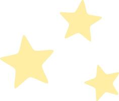 Three simple, hand drawn, pastel yellow stars are shining brightly against a clean white background, creating a cheerful and minimalist design vector
