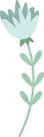 Light green wildflower with thin stem and leaves growing in summer meadow, simple childish drawing of a wildflower isolated on white background vector