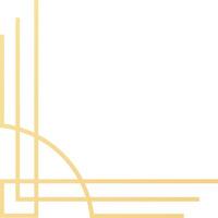Gold art deco corner ornament forming a frame with lines and a quarter circle, isolated on a white background, ideal for certificates and invitations vector