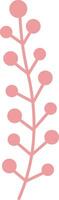 Minimalist pink branch adorned with round berries, growing vertically against a white background, embodies themes of growth, nature, and simplicity in a serene and elegant manner vector