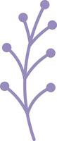 Minimalist illustration of a purple branch with round berries growing on a solid white background, representing concepts of nature, growth, and simplicity vector