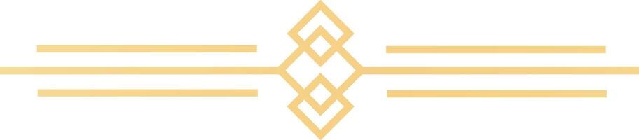 Minimalist golden geometric ornament consisting of rhombuses of different sizes dividing three horizontal parallel lines, creating a sophisticated and elegant design vector