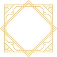 Golden art deco frame featuring geometric shapes and intricate details, offering an elegant, vintage inspired border perfect for invitations, menus, or decorative events vector