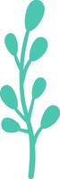 Minimalist illustration featuring a stylized turquoise botanical branch with oval leaves, extending upwards, evoking growth, nature, and simplicity, suitable for various design applications vector