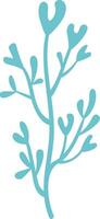 Light blue plant growing upward with delicate, rounded leaves on slender stems, isolated against a white background, creating a simple and elegant graphic design vector