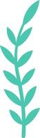 Simple turquoise botanical branch growing upwards with multiple leaves on each side on plain white background, ideal for minimalist nature projects vector