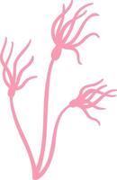 Firing pink neurons connecting to form a complex network against a clean white background, creating a striking minimalist illustration of the nervous system vector