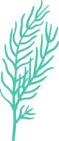 Minimalist illustration of a light green sprig with thin elongated leaves growing upwards, isolated on a white background, representing concepts of growth, nature, and simplicity vector