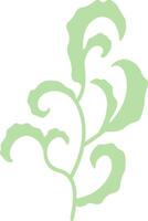 Light green sprig growing with stylized leaves and elegant curls on a clean white background, enhancing themes of nature, spring, and growth for various creative projects vector