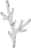 Flat illustration of a light grey lichen with dark grey spots growing on a white background, perfect for nature and biology projects vector