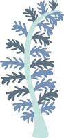 Stylized fern frond in shades of blue and teal curves elegantly against a white background, its delicate leaflets creating a captivating natural design vector